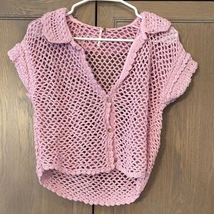 Free People Pink Crochet Top